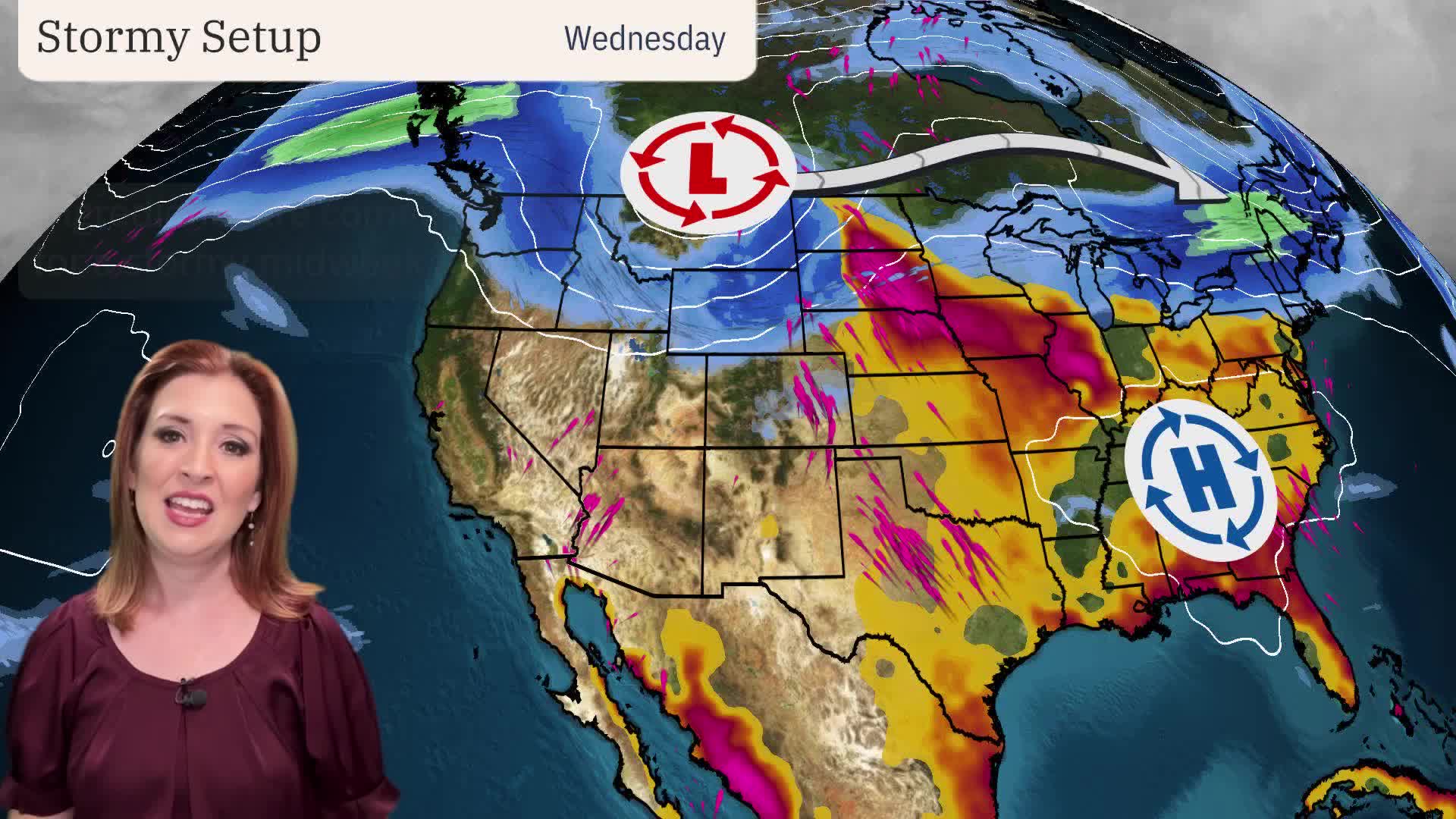Multiple Rounds Of Severe Storms For Plains, East Midweek
