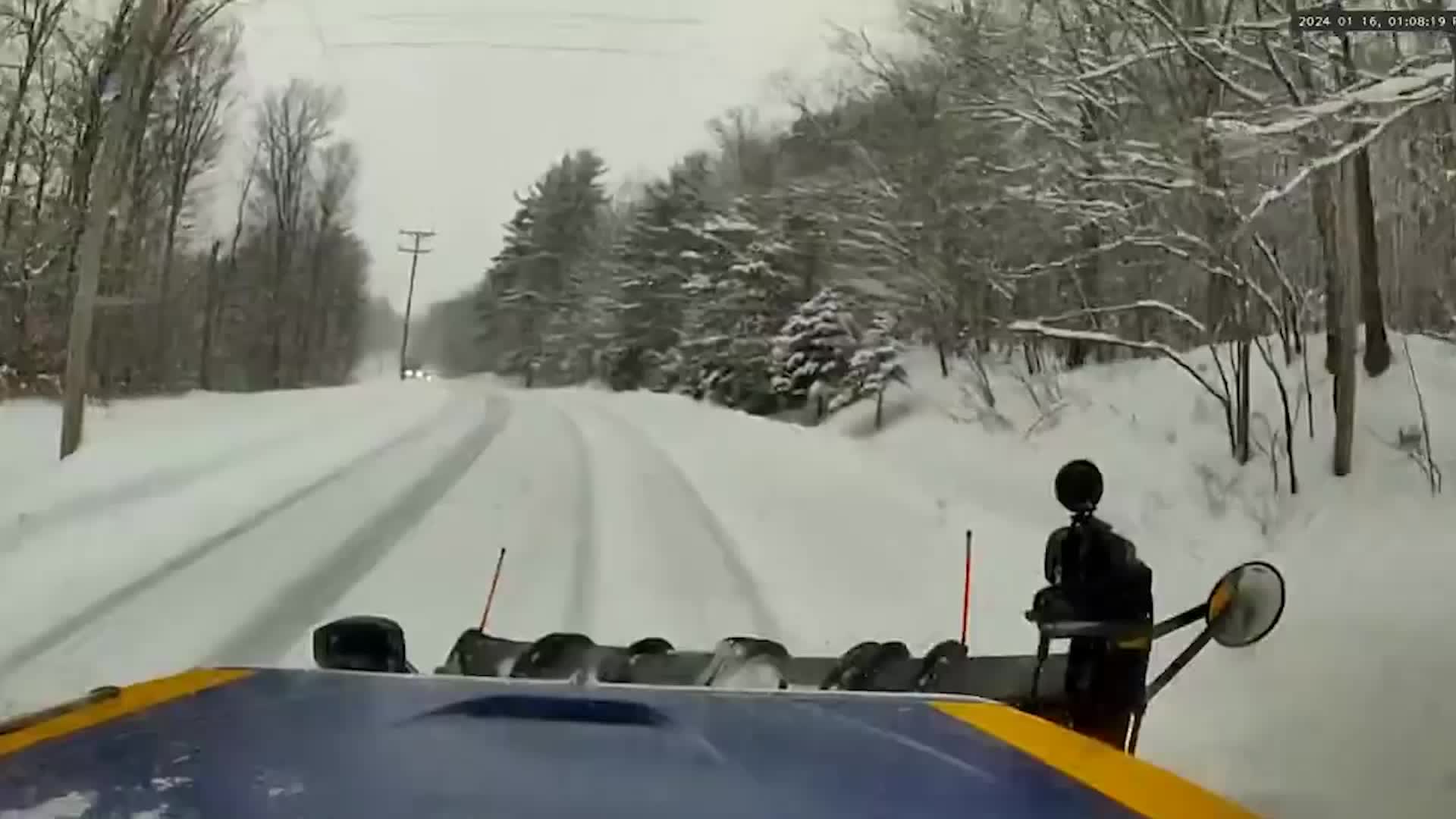 New York Driver Collides With Plow In Snowy Crash