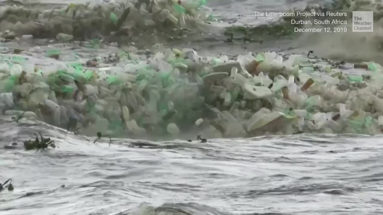 Plastic Bottles Churn in Waves off Popular South African Beach