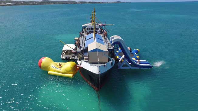 Playing on a Floating Park in Antigua