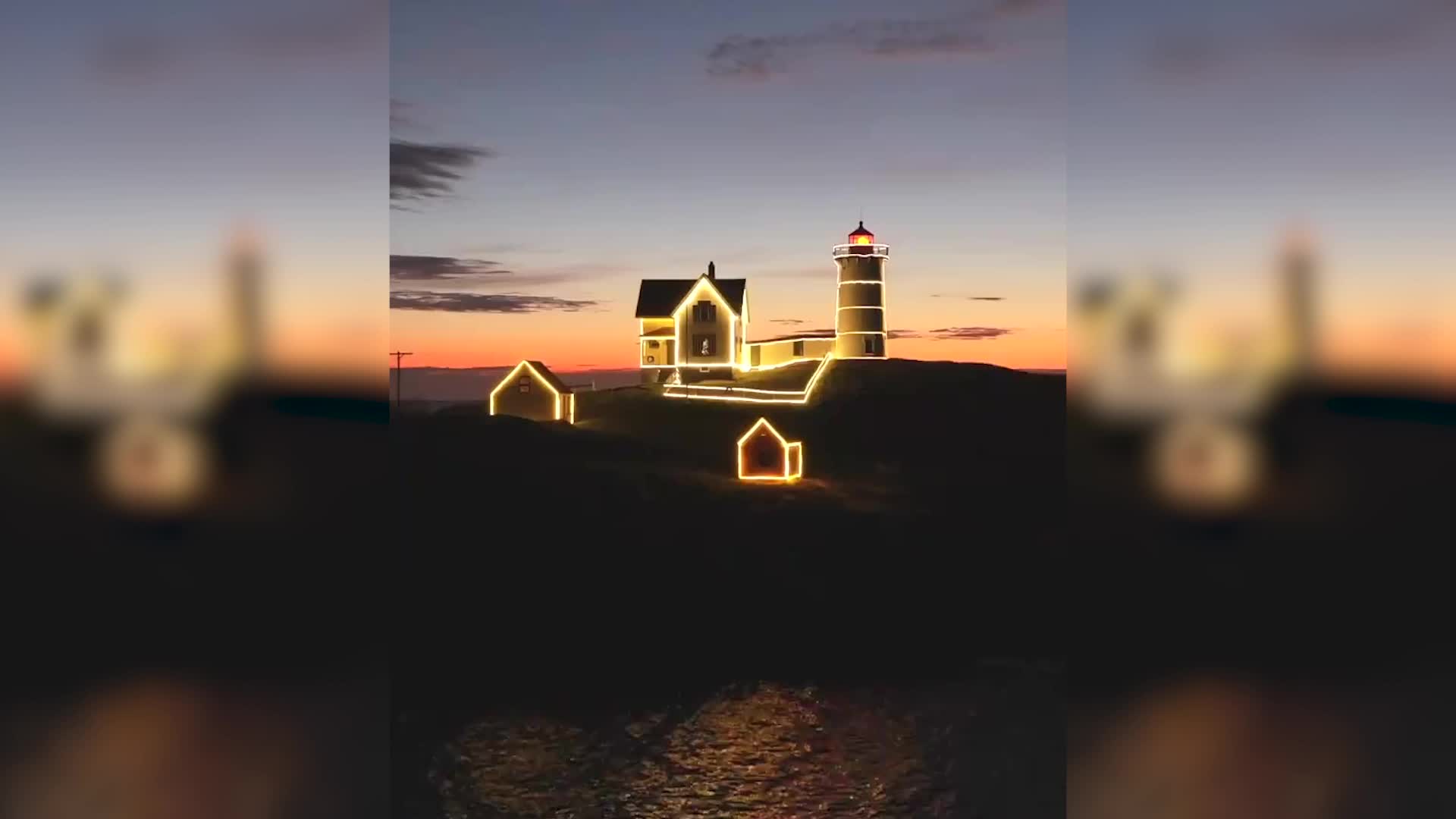 Postcard Perfect: Maine Lighthouse Aglow With Holiday Lights