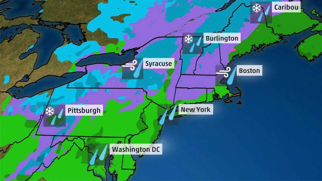 Rain, Snow and Wind on Tap Today for Northeast