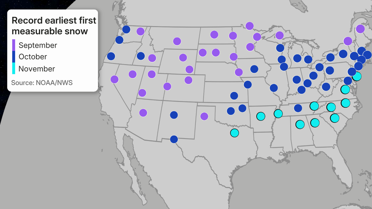 record earliest first measurable snow of fall season