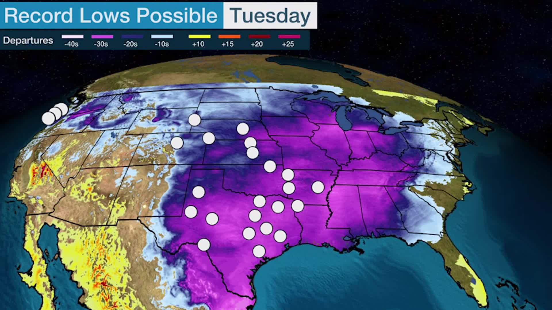 Record Lows For Plains And South