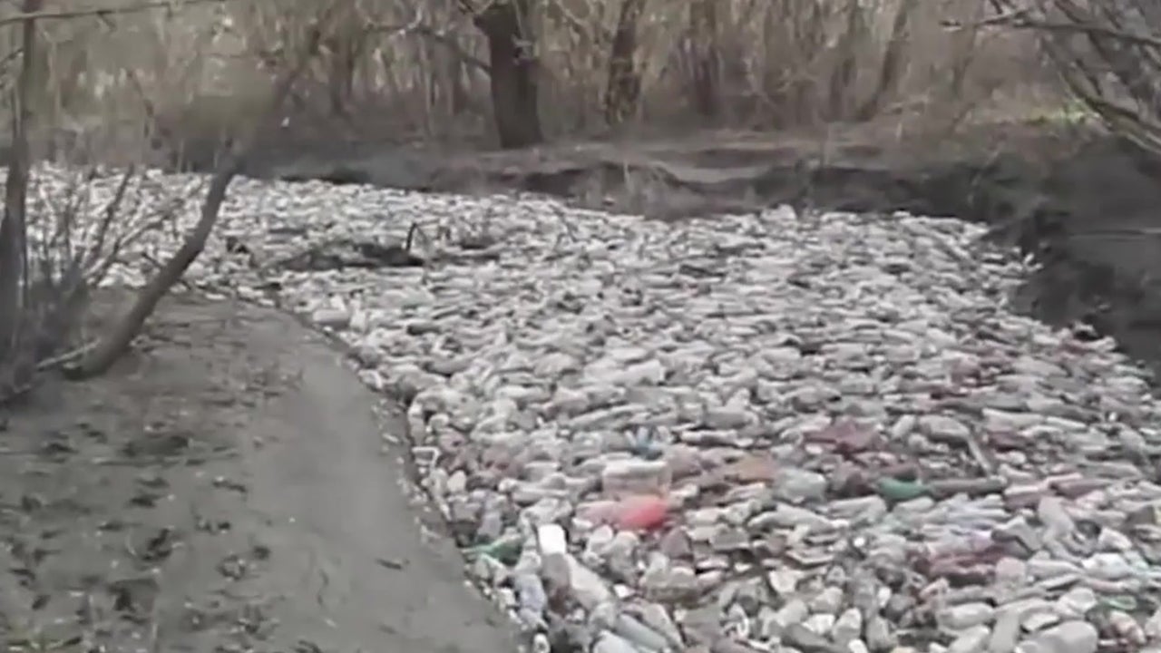 River in Russia Clogged by Vast Numbers of Plastic Bottles
