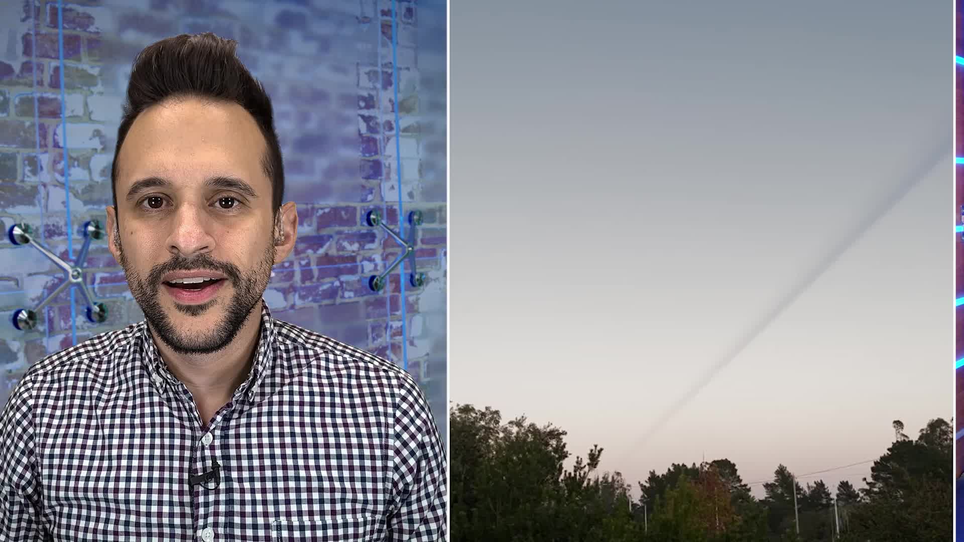 Rocket Contrail Creates Bizarre Shadow