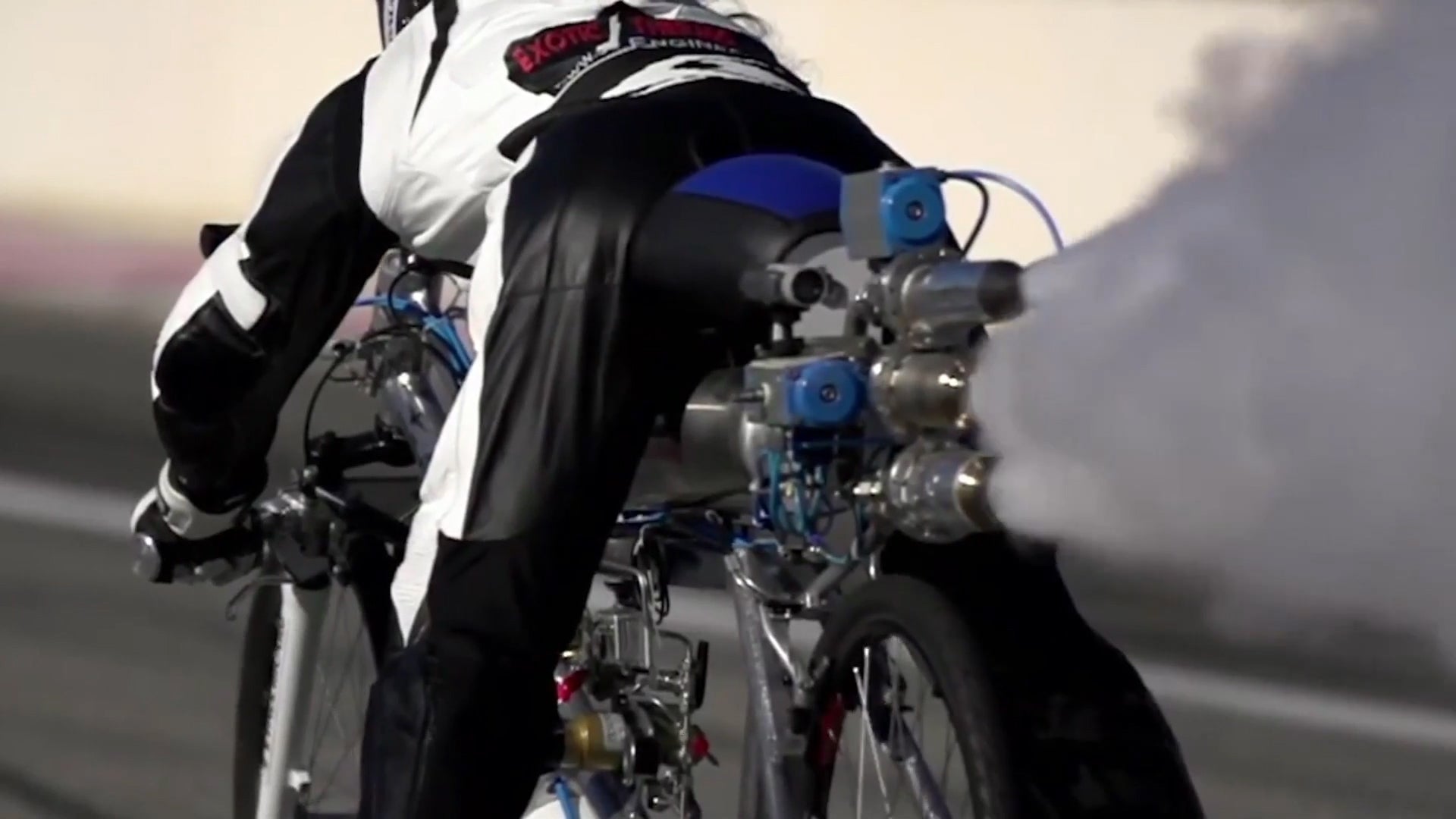 Rocket-Powered Bike Smokes Ferrari