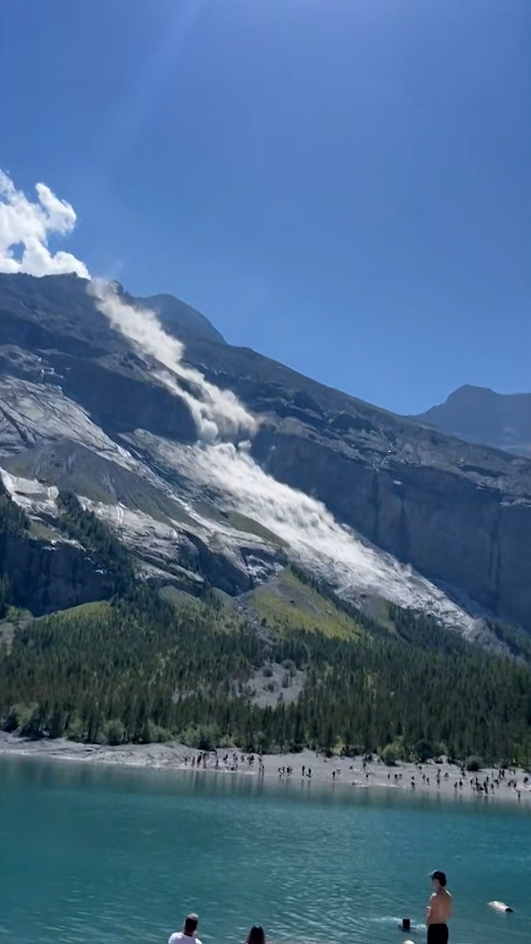 Watch: Swiss mountain rockslide