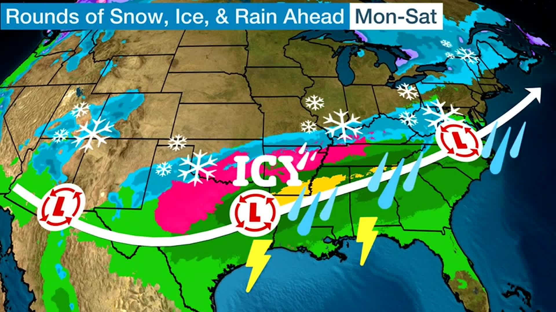 Rounds of Snow, Ice and Rain Ahead