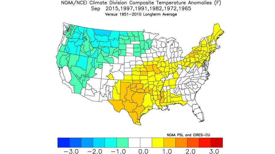 September temperatures in super El Ni&ntilde;o years