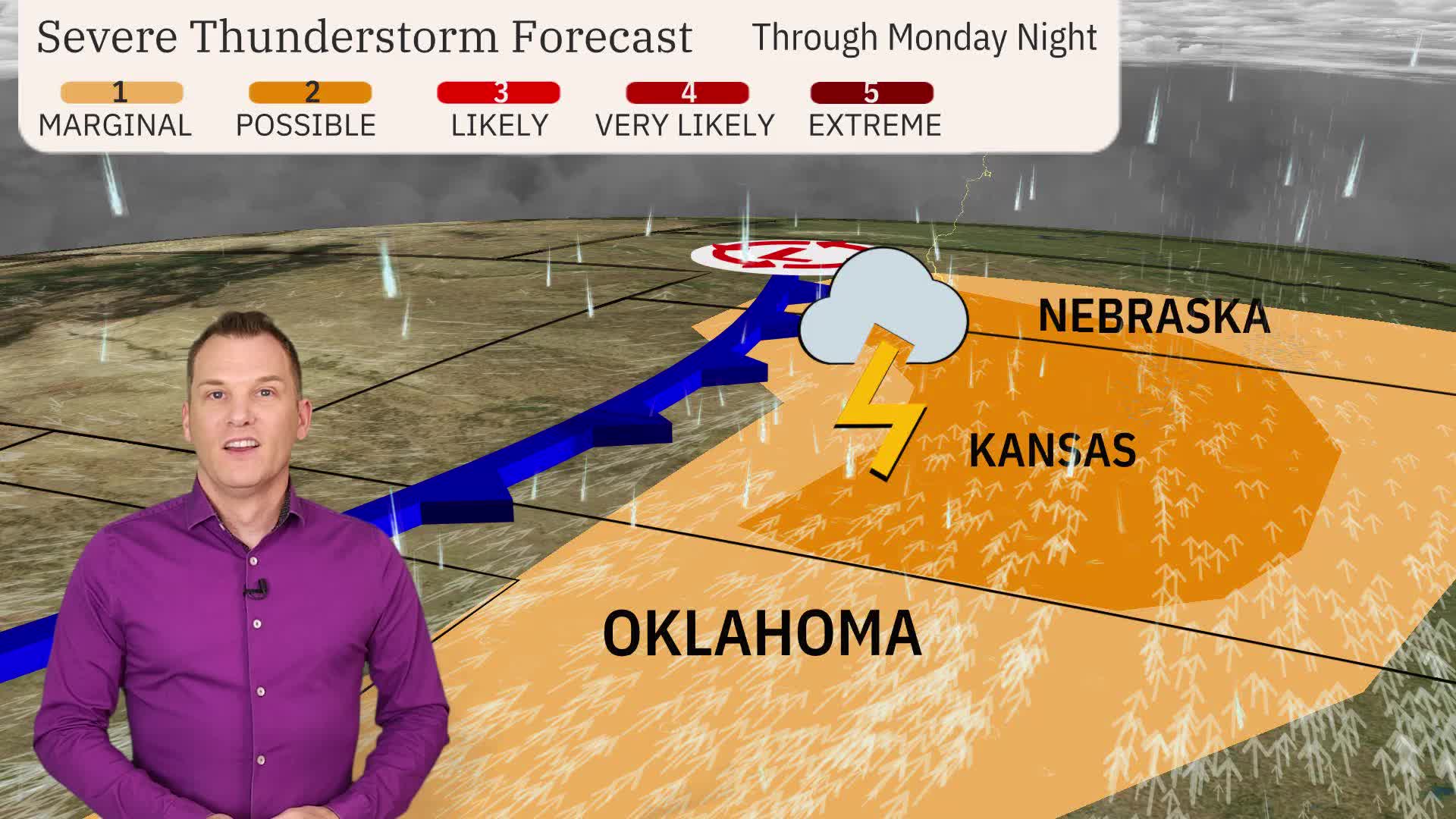 Severe Storms Could Threaten Central Plains Through Tonight