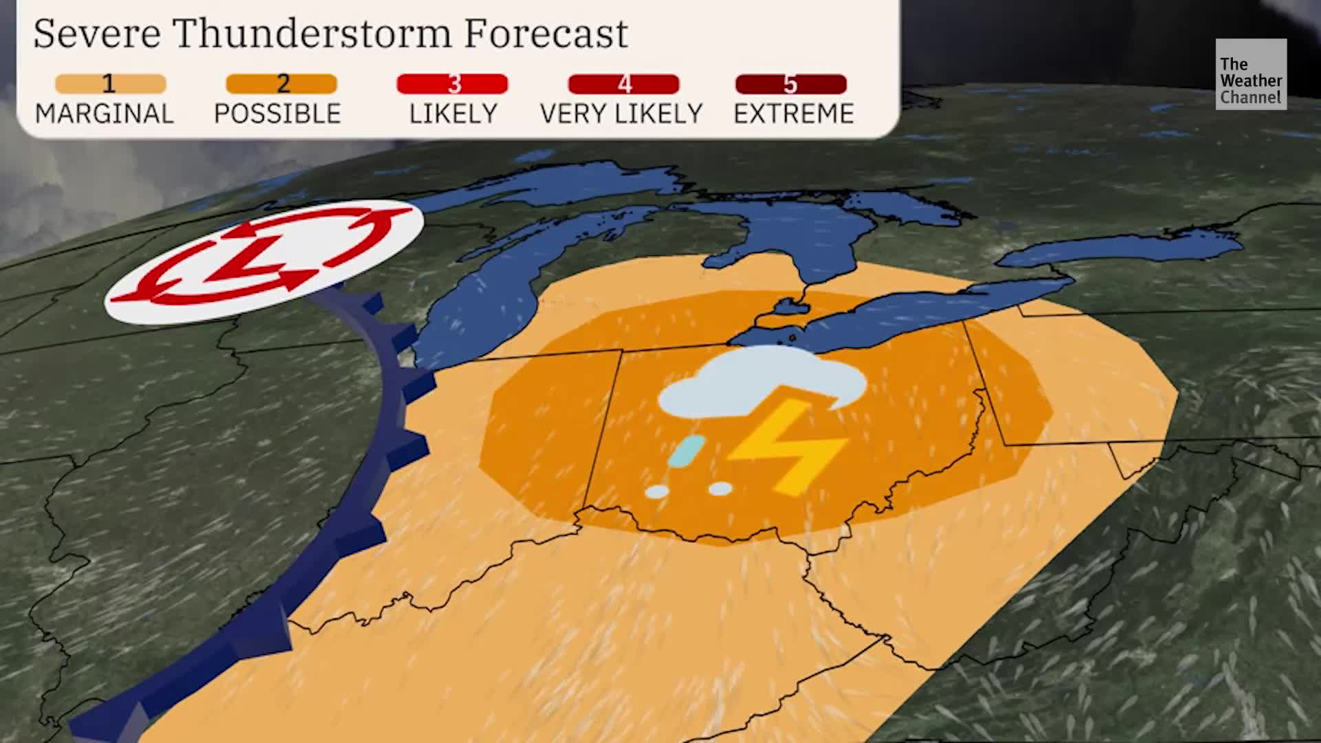 Severe Threat Spreads Into Ohio Valley, Great Lakes Today