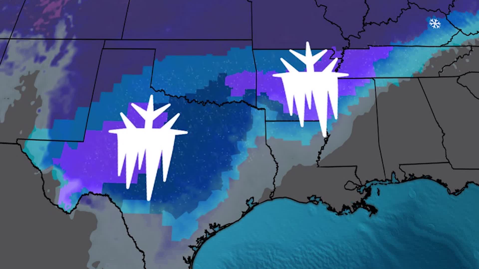 Significant Ice Threat Continues From Texas To Tennessee Wednesday