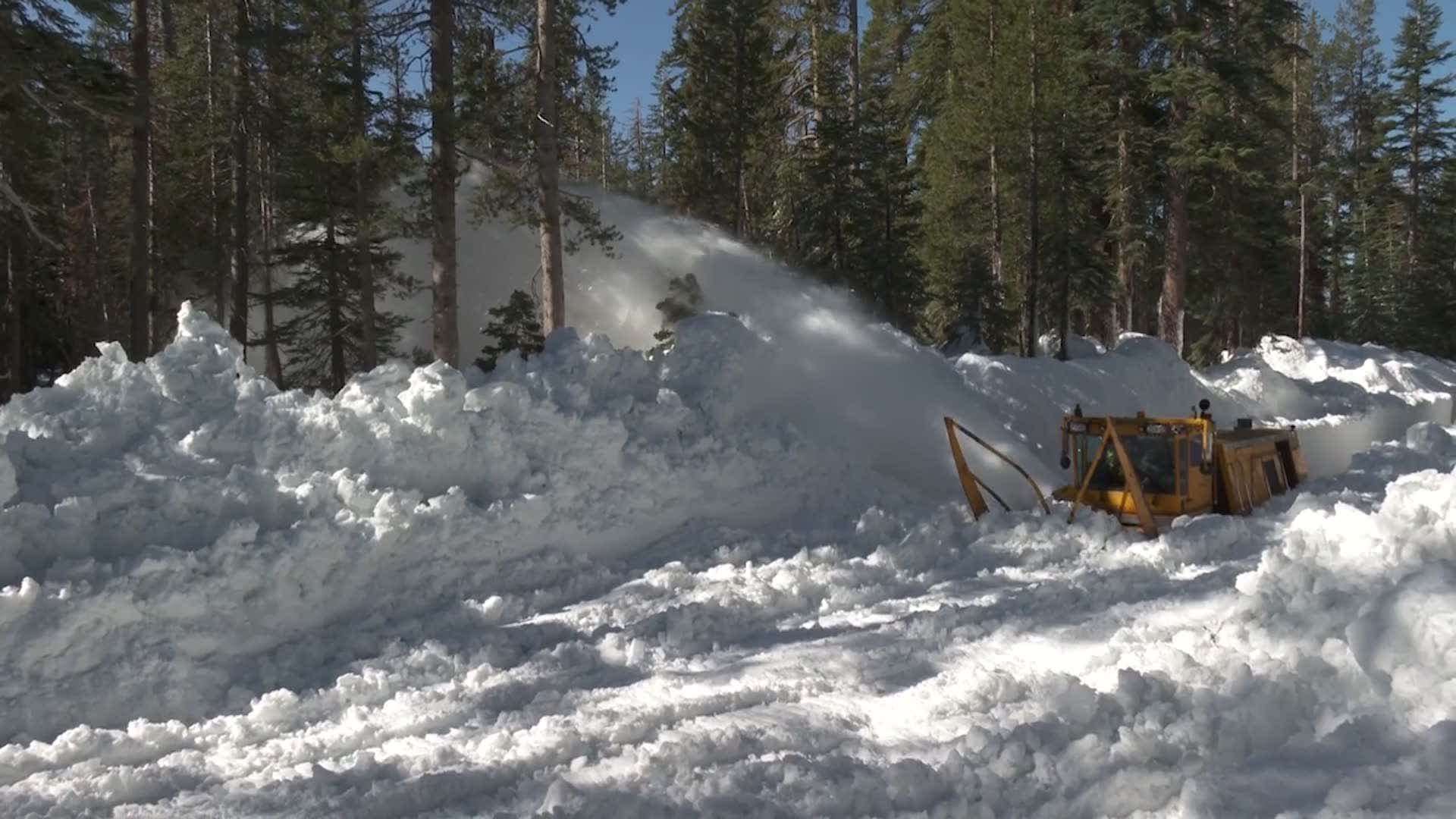 Snow Plows Are Still Chewing Through Feet Of Snow in Yosemite Park