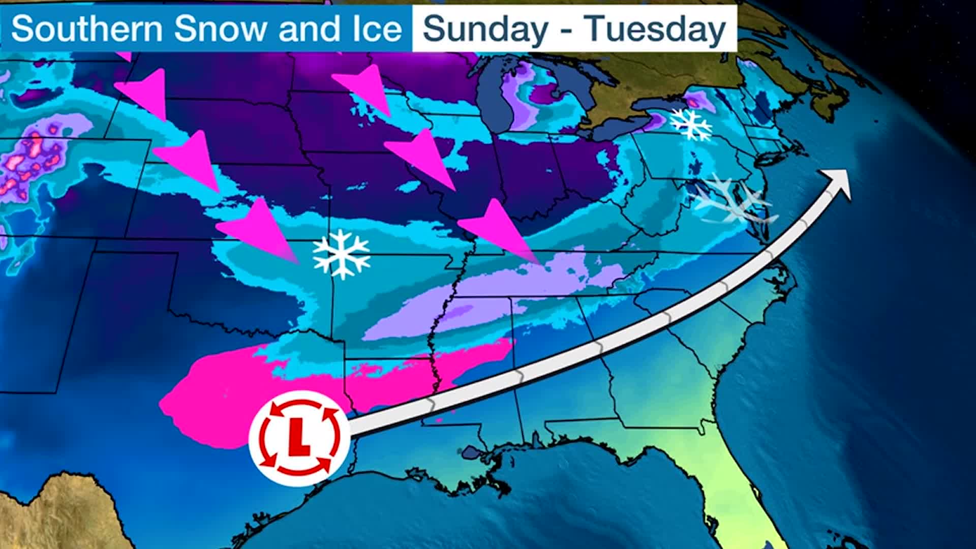 Southern Snow and Ice To Start Next Week