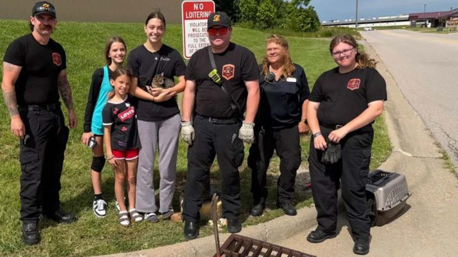 Purr-fect rescue: Kitten plucked from storm drain finds new home