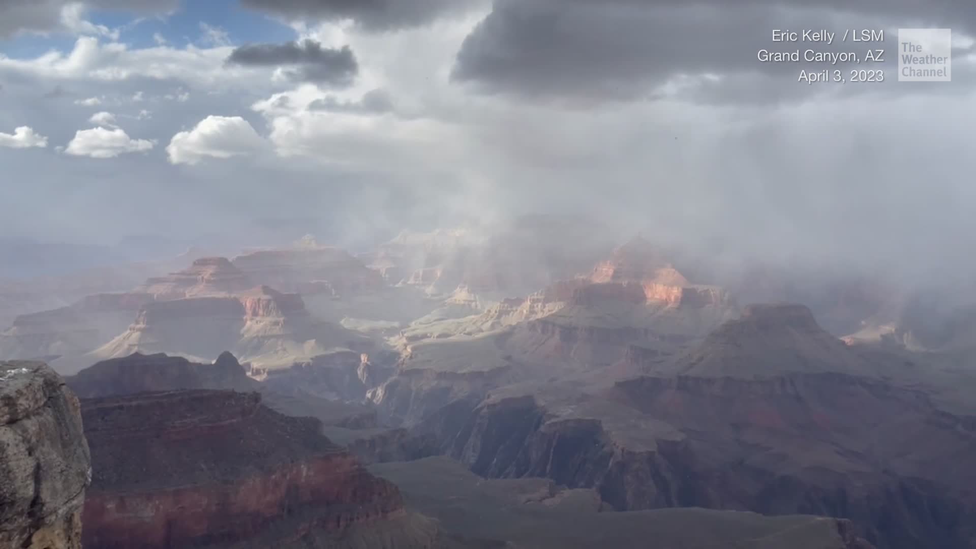 Stunning Spring Snow Squalls Sweep Across The Grand Canyon