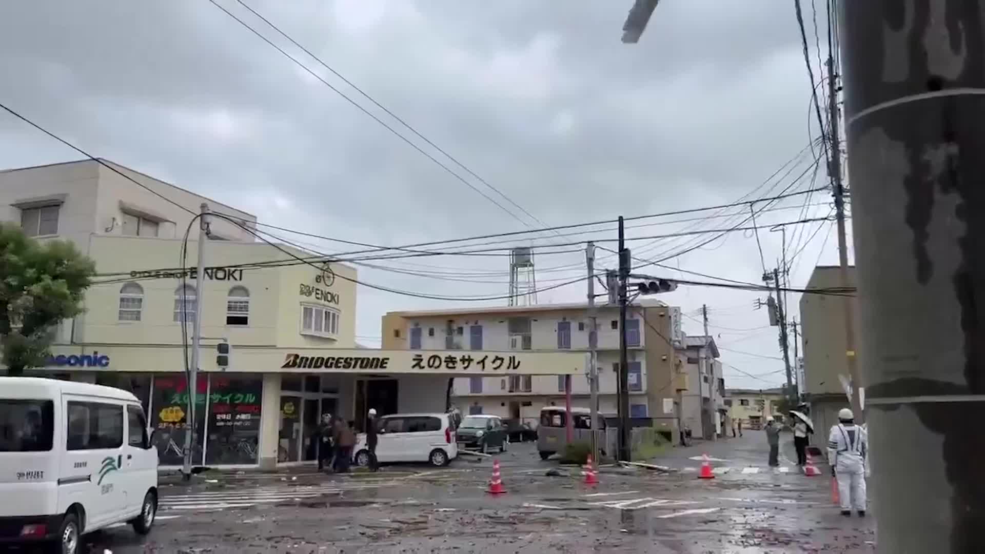 Suspected Tornado Damages Homes Ahead Of Japan Typhoon