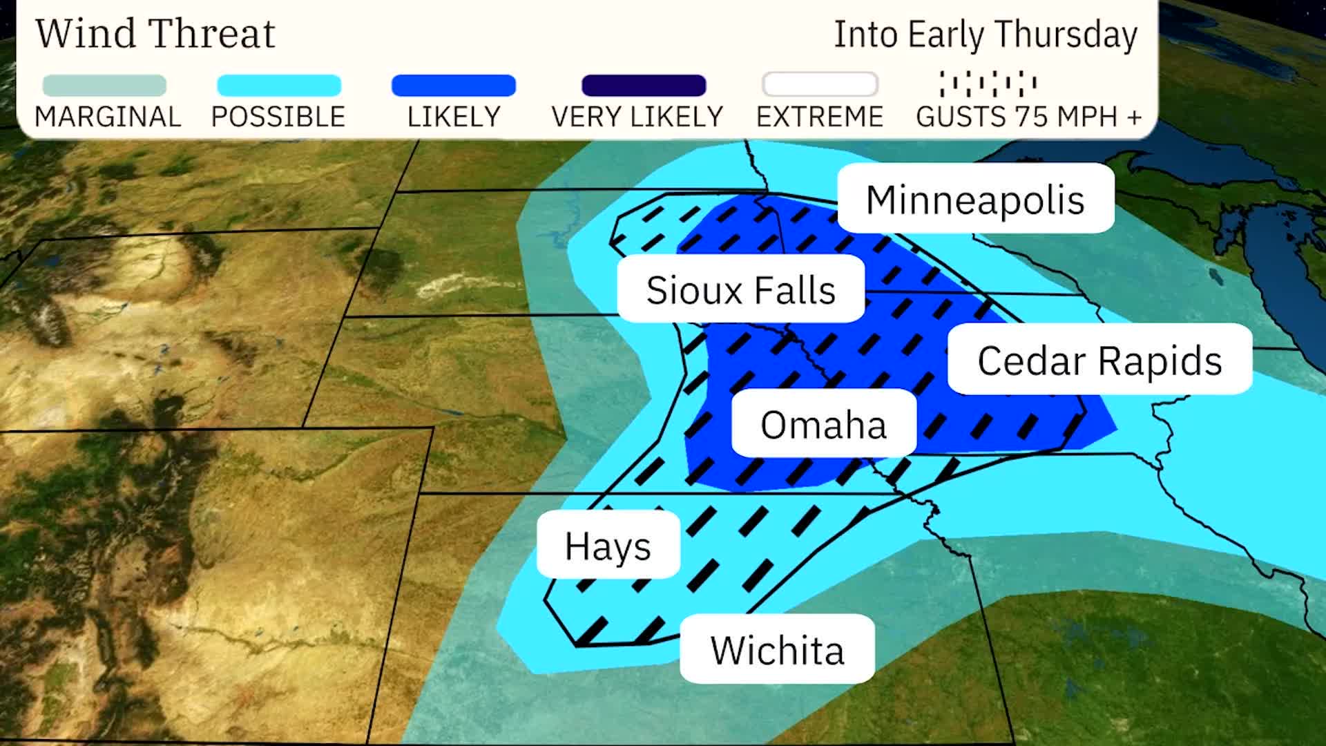 Tornadoes, Damaging Winds Likely In Midwest Into Thursday 