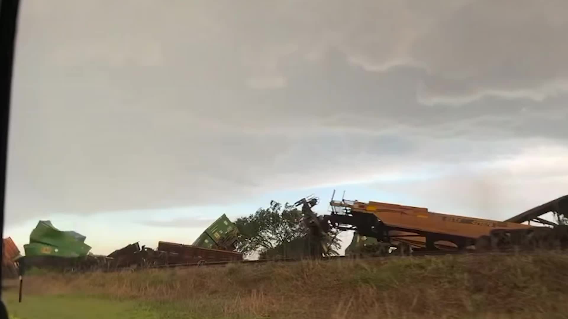 Train Derails During Texas Severe Thunderstorms