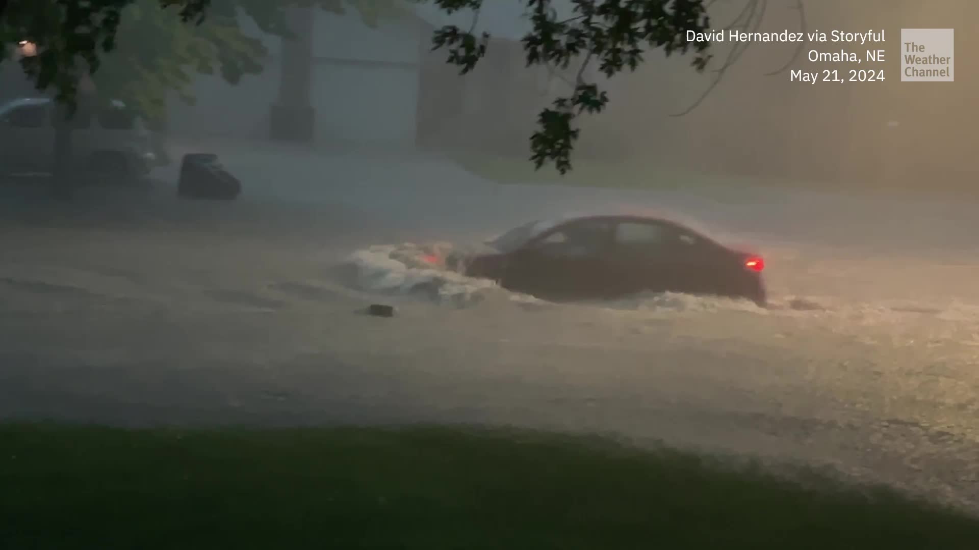 Trash Bin Twirls In Flooded Street Like A Ballerina