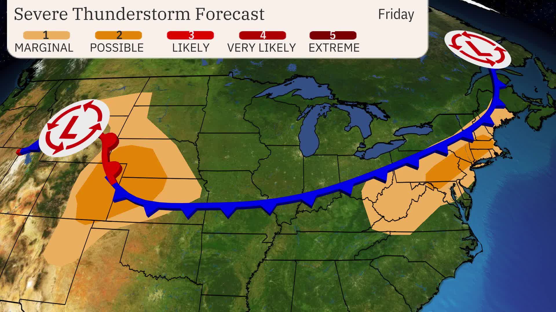 Two Areas Of Storms To Watch Friday
