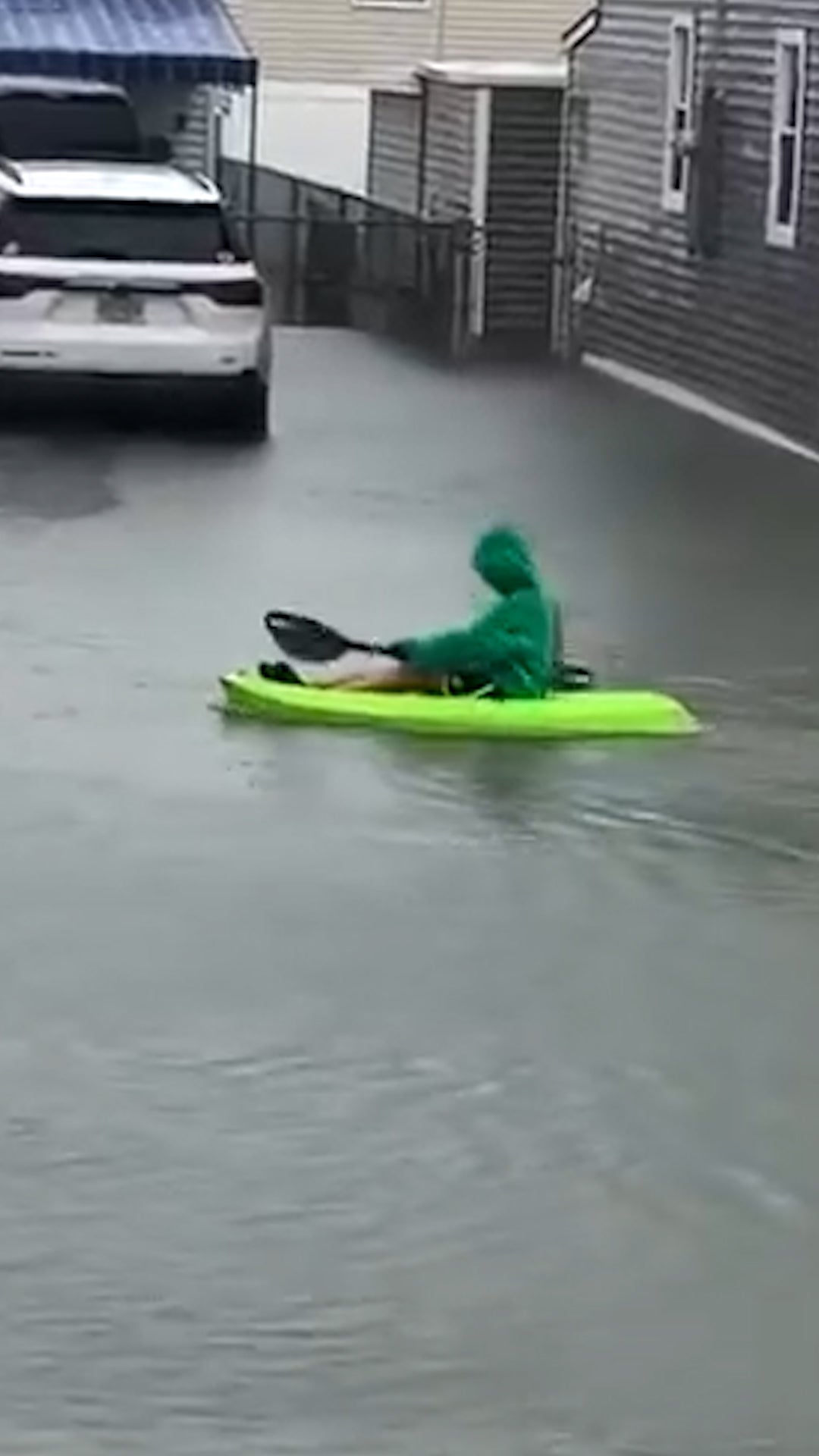 Kayaking nor'easter flooded Jersey Shore streets