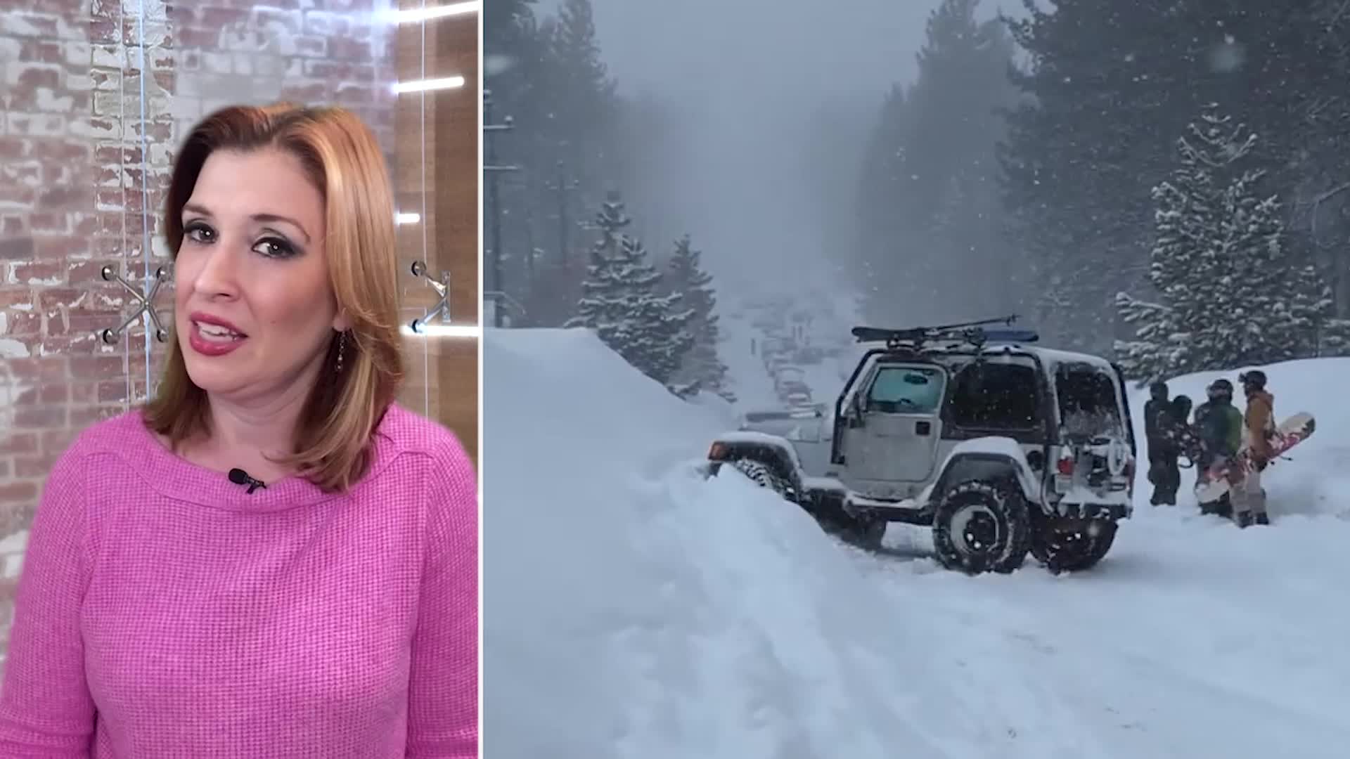 Vehicle Slips And Slides On Road Full Of Skiers