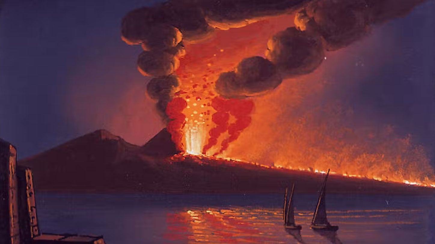 A sketch of Vesuvius erupting by an unknown artist.