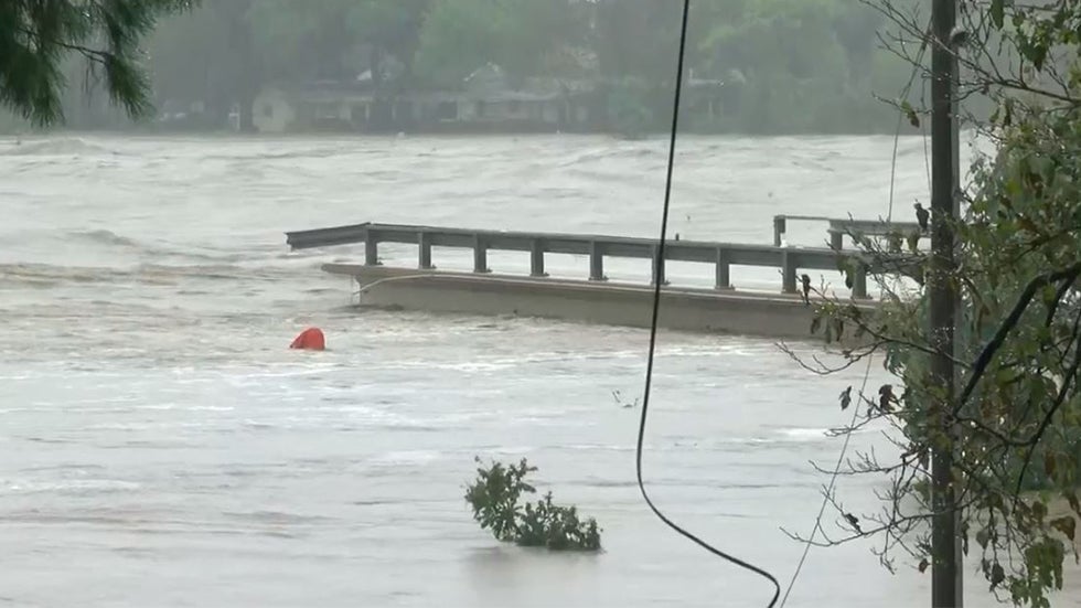 Watch: Massive Flooding Causes Bridge Collapse in Texas