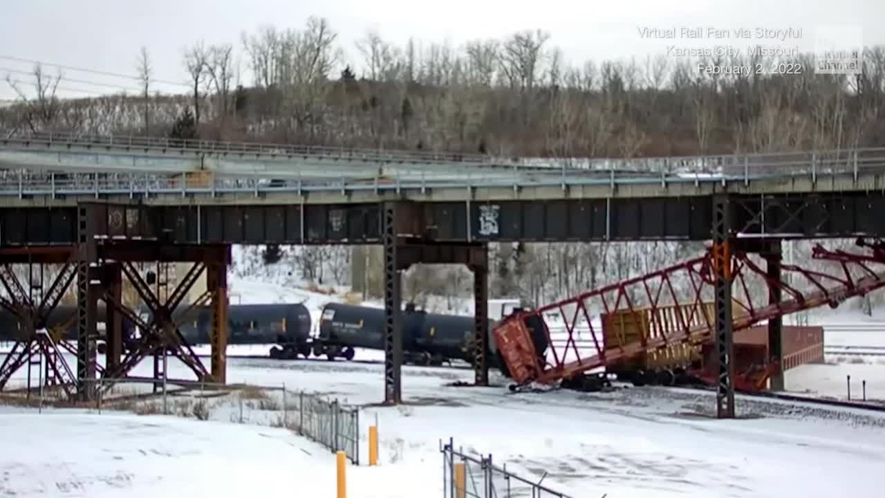 Watch: Train Derails, Piles up in Snowy Weather