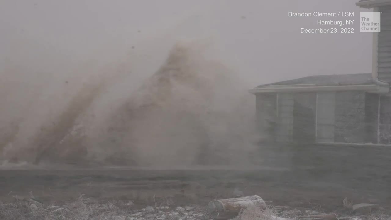 Waves From Winter Storm Elliott Slam Homes Along Lake Erie Shoreline