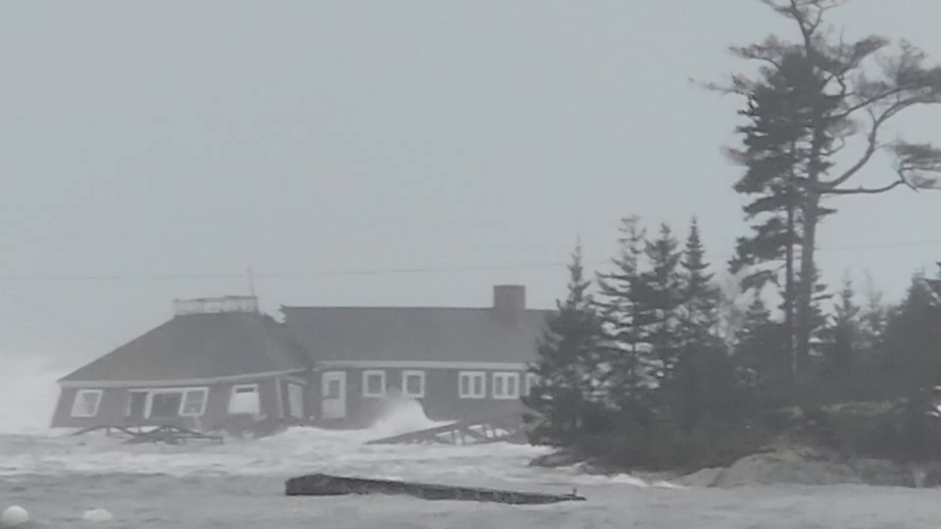 Waves Wash Away Community Center In Maine