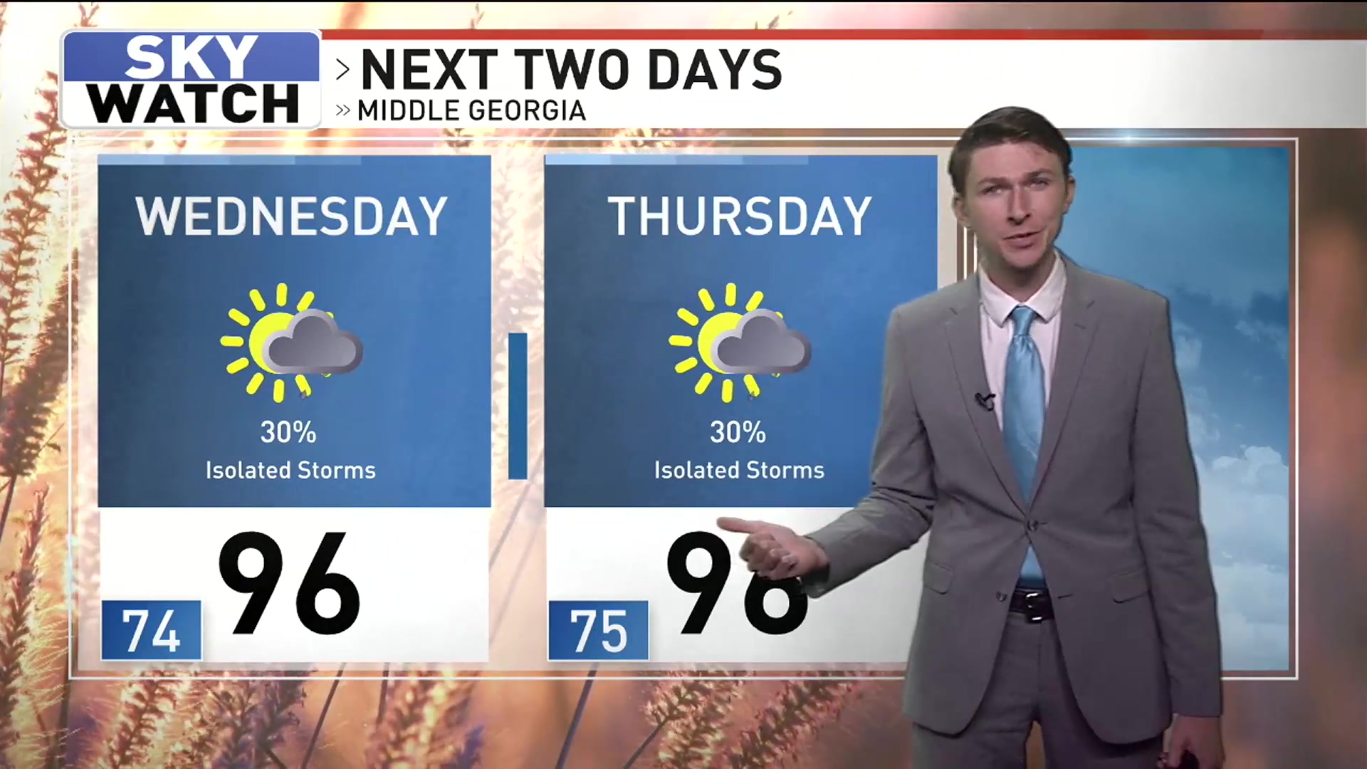 Middle Georgia weather: Partly cloudy, isolated showers, highs in the mid 90s &mdash; July 7, 2026