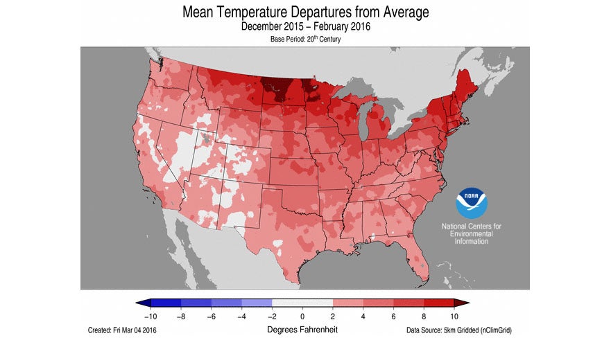 Winter 2015-16 temperatures super El Ni&ntilde;o