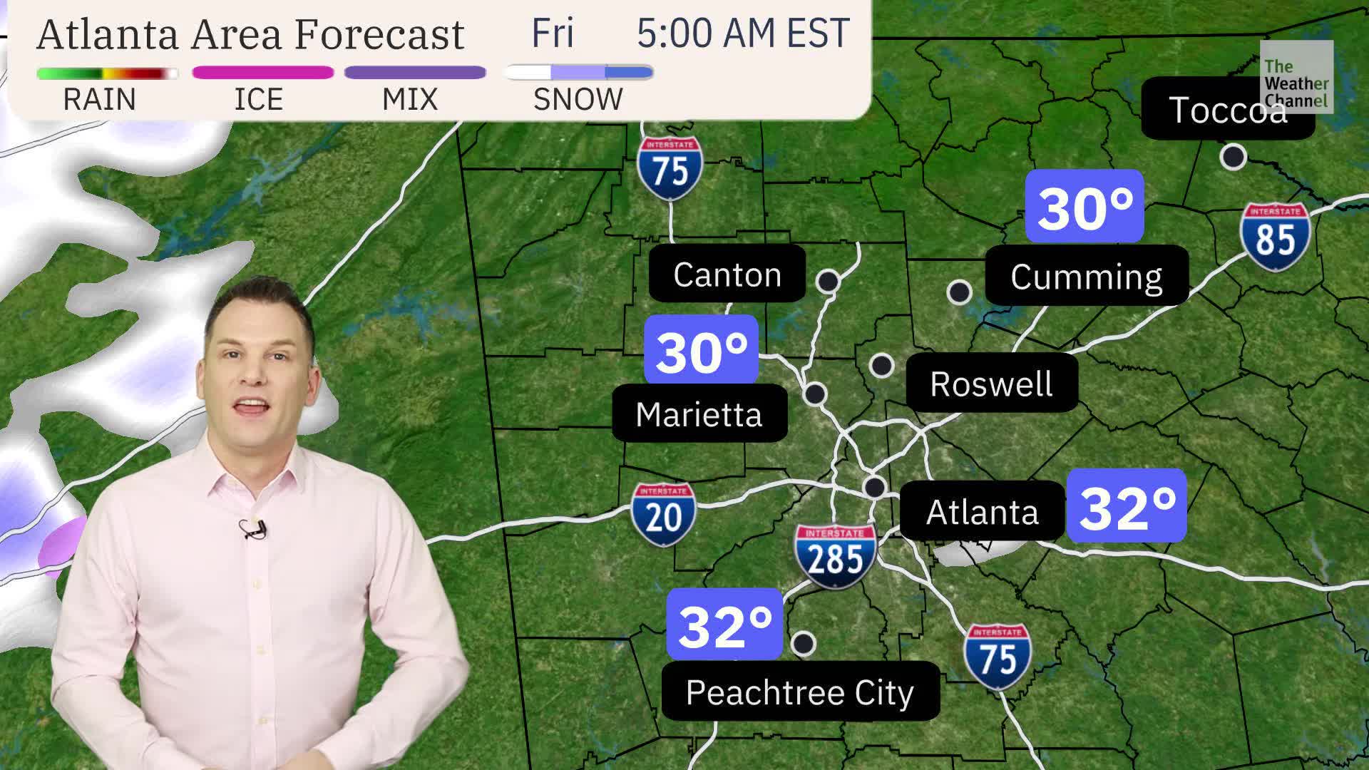 Winter Storm Approaching Atlanta, Georgia, With Snow And Ice