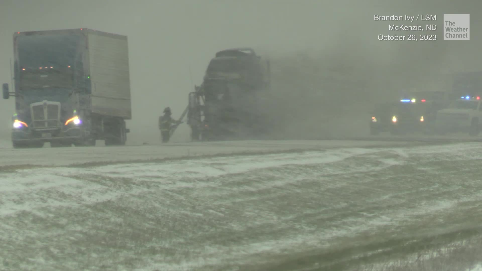 Winter Storm Makes Snowy, Smoky Mess On North Dakota Highway