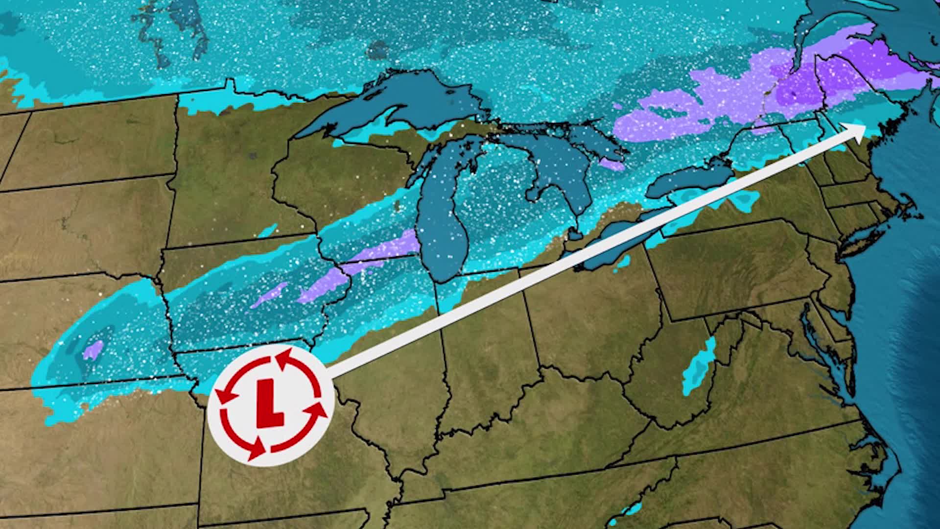 Winter Storm&rsquo;s Snow Moves East Through Great Lakes Thursday