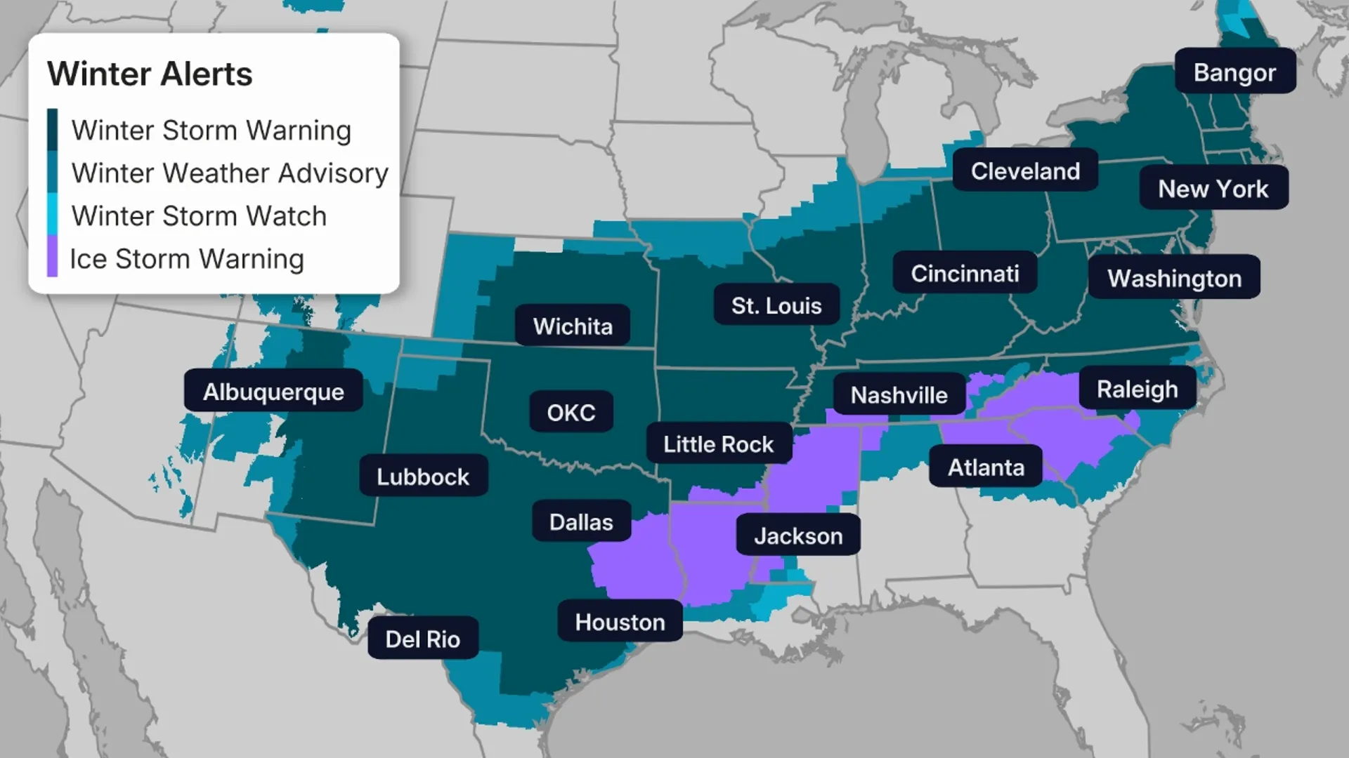 Winter Storm Fern warnings